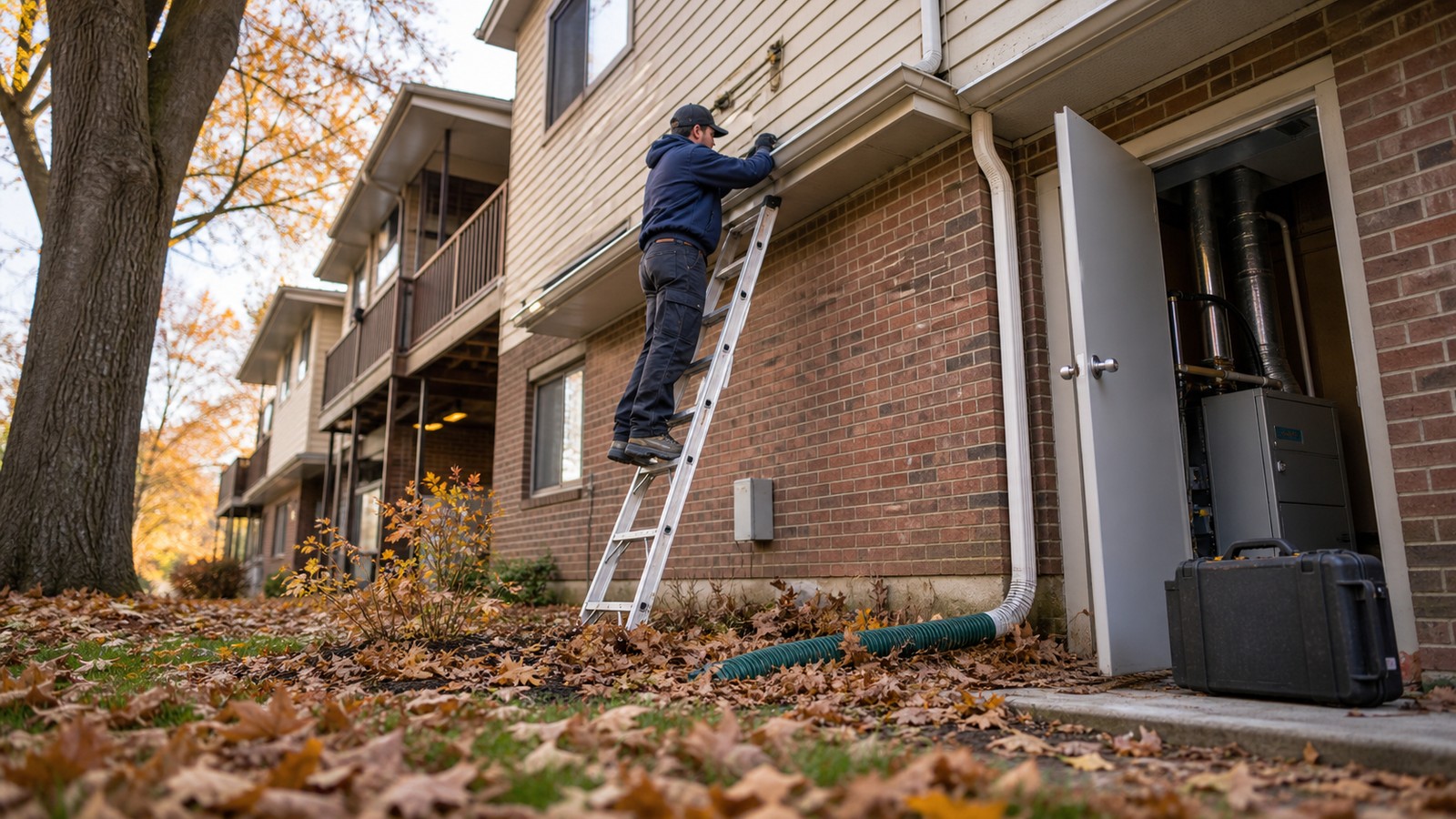 Property manager using a fall rental property maintenance checklist